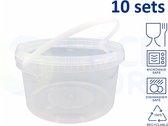 10 x ronde transparante emmer met deksel - 3,5 liter met garantiesluiting ø 227 mm - geschikt voor diepvries en vaatwasser - geschikt voor food & non-food - geproduceerd in Nederland