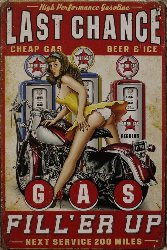 Wandbord – Last change - Vintage Retro - Mancave - Wand Decoratie - Emaille - Reclame Bord - Tekst - Grappig - Metalen bord - Schuur - Mannen Cadeau - Bar - Café - Kamer - Tinnen bord - 20 x 30 cm