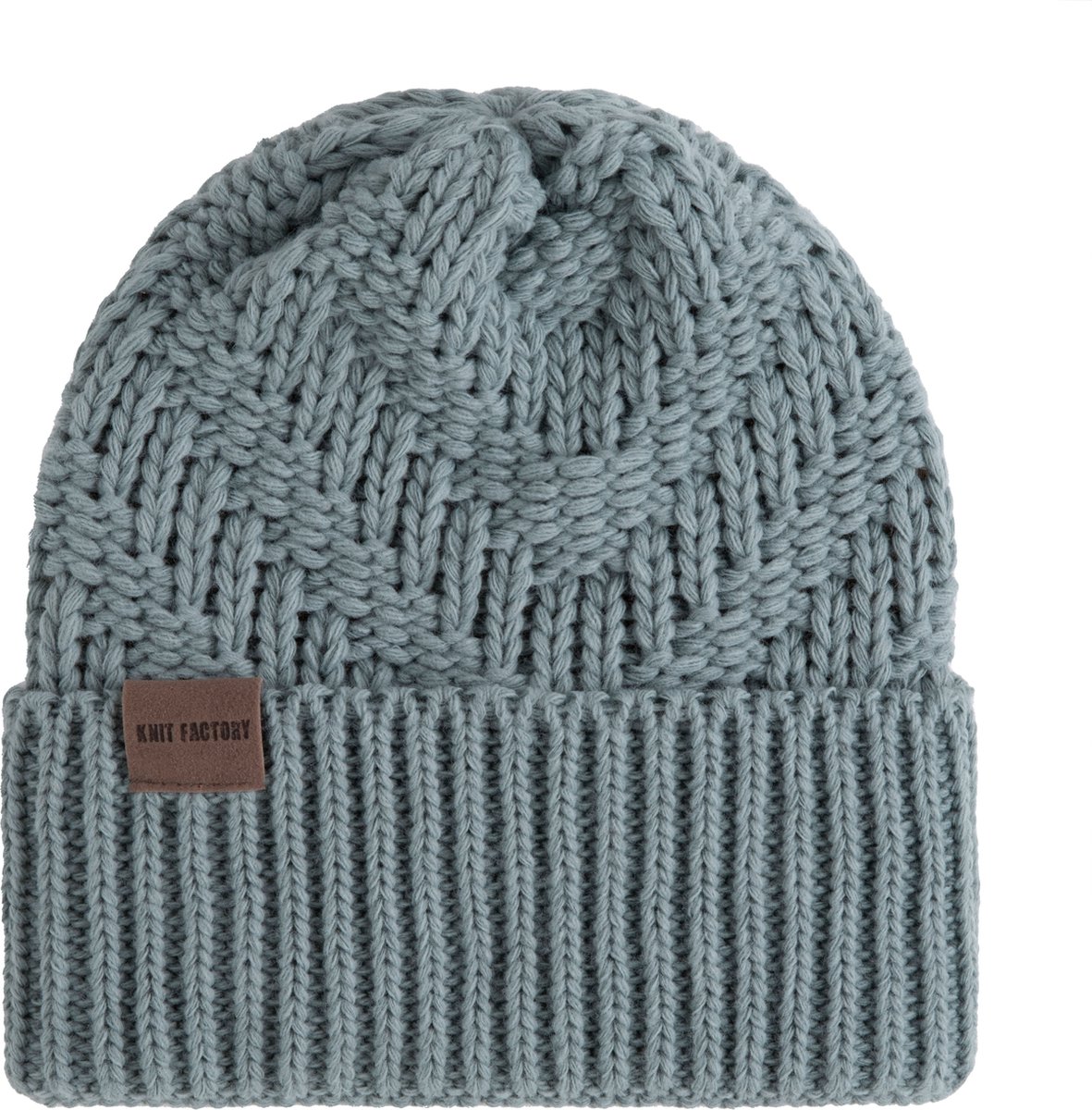 Knit Factory Sally Gebreide Muts Heren & Dames - Beanie hat - Stone Green - Grofgebreid - Warme groene Wintermuts - Unisex - One Size
