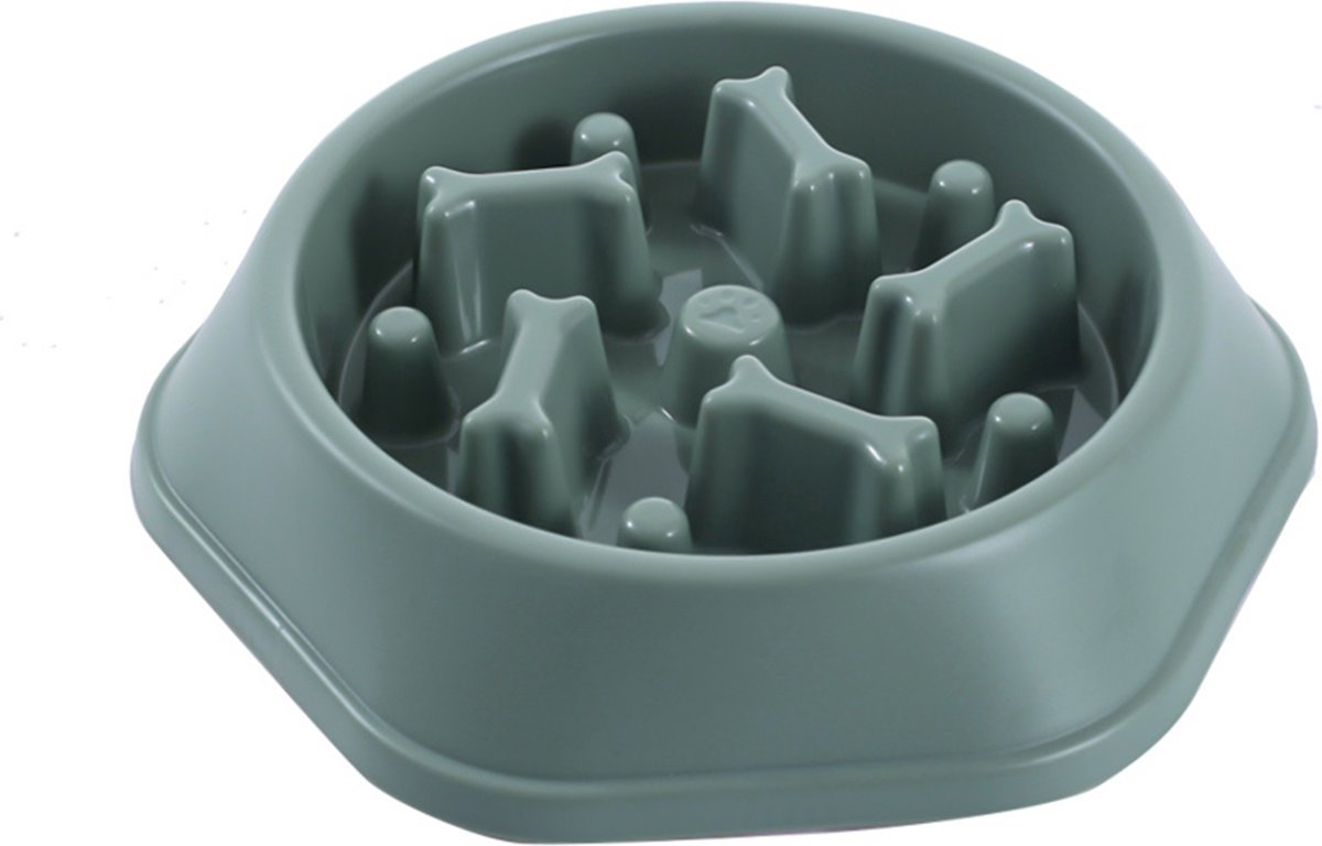 Maison Extravagante - Shiro Voerbak Hond/Kat - Set van 2 stuks - Groen - Slow feeder - Anti Schrok Voerbak - Melamine - Drinkbak - Eetbak - Huisdier