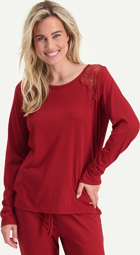 Dahlia pyjamatop lange mouwen Rood maat 42 (XL)