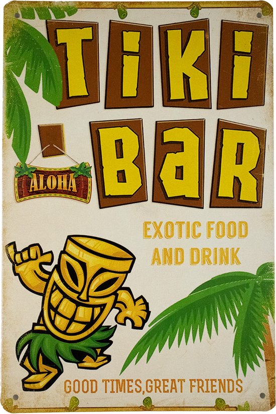 Wandbord - Bar Exotic - Metalen wandbord - Mancave - Mancave decoratie - Tiki - Metalen borden - Metal sign - Bar decoratie - Tekst bord - Wandborden – Bar - Wand Decoratie - Metalen bord - UV best