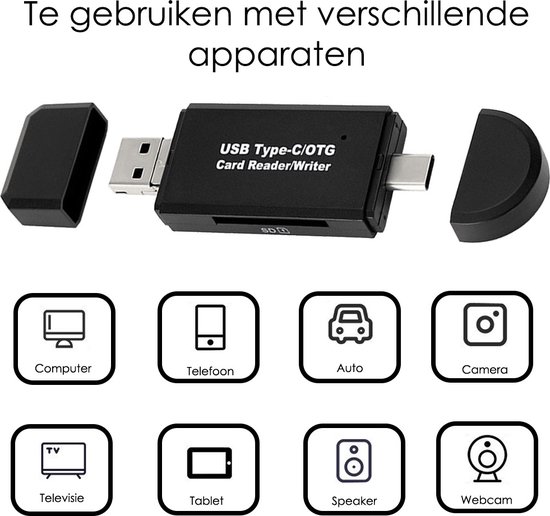 SD Kaartlezer USB Type C / OTG Micro SD Card 5-in-1 Reader USB