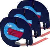 DULA - Dymo LetraTag 91203 - S0721630 - Ruban pour Tape - Plastique Zwart sur rouge - 12 mm x 4 m - 3 Pièces