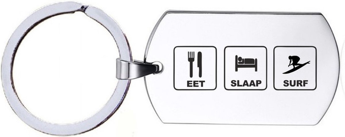 Sleutelhanger RVS - Eet Slaap Surf