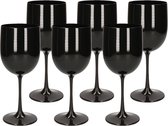 Wijnglas 480ml - Onbreekbaar Kunststof - Zwart - 6 Stuks