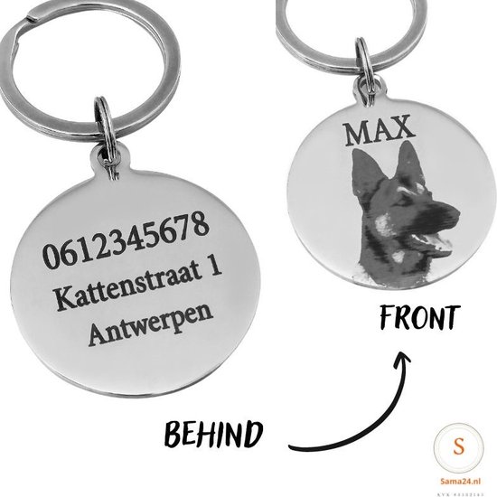 Hondenpenning | Kattenpenning | Titanium 35 mm met foto en naam