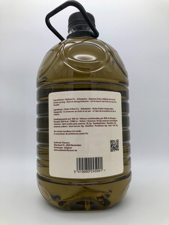 Authentic Flavours Olijfolie Arbequina 5 Liter Premium Extra Virgin Olijfolie
