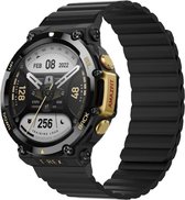 Siliconen Smartwatch bandje - Geschikt voor Amazfit T-Rex 2 magnetisch siliconen bandje - zwart - Strap-it Horlogeband / Polsband / Armband