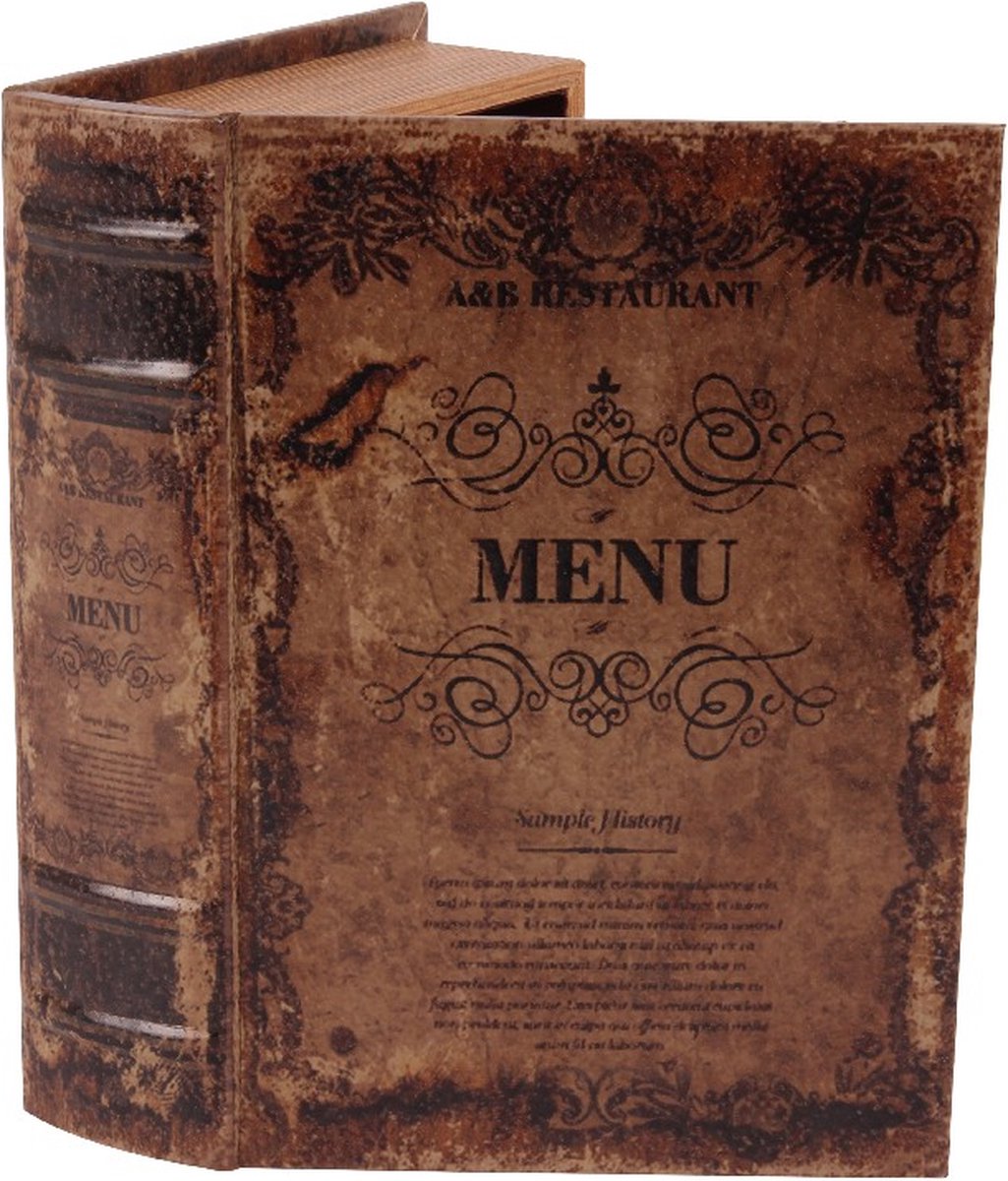 Baroque - Opberger - Opbergboek Menu 23 cm - Bruin - 23x16.5x5.5 - PU Leather