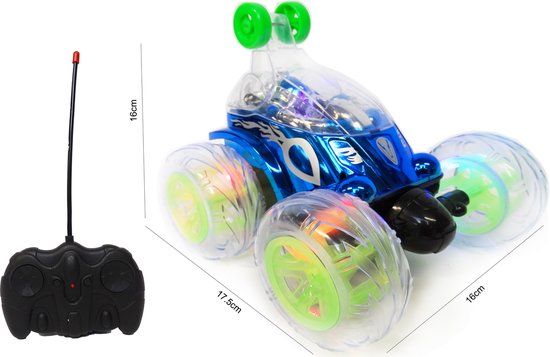 Afstand bestuurbaar Stunt auto met 360º draaiende wielen - Rc auto - Acrobatisch - oplaadbaar - 17.5cm