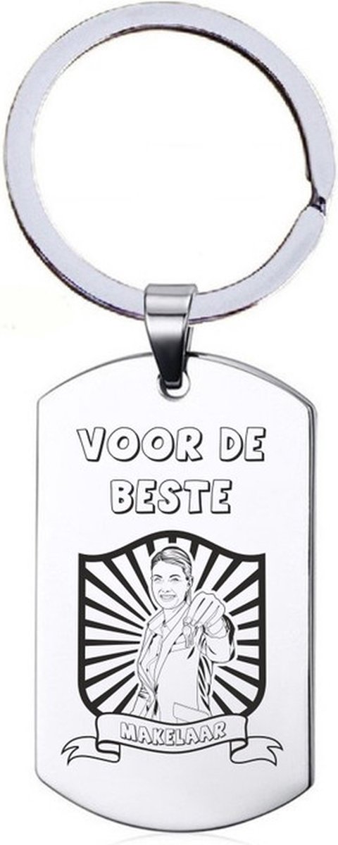 Sleutelhanger RVS - Voor De Beste Makelaar