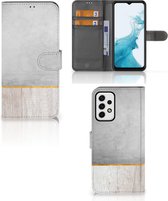 Smartphone Hoesje Geschikt voor Samsung Galaxy A23 Magnet Case Cadeau voor Vader Wood Concrete
