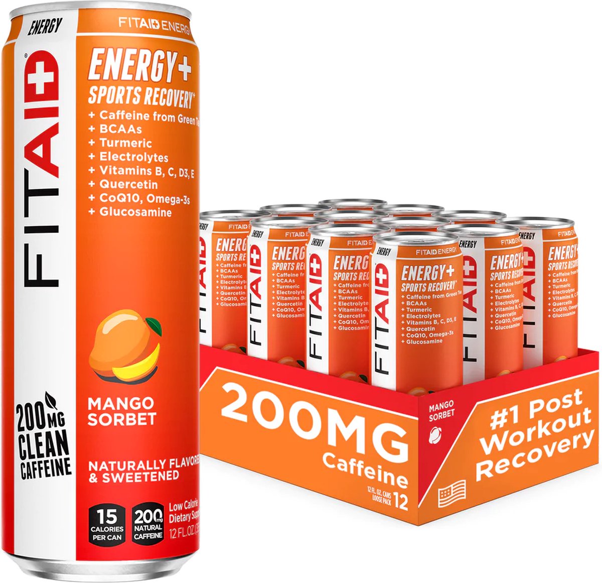 LIFEAID - FITAID - Energy + sports recovery - 355ml x 24 - Mango Sortbet