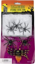 Halloween decoratie Spinnenweb met 6 spinnen