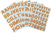 plakletters oranje | alfabet stickers | met cijfers | hoogte 4 cm