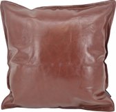 Housse de coussin en cuir brillant rouge bordeaux | Cuir PU / Cuir artificiel | 45 x 45 cm