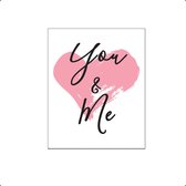 PosterDump - You and me groot roze hart  - Baby / kinderkamer poster - Liefde / valentijn poster - 40x30cm