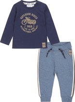 Dirkje - Ensemble de vêtements - 2 pièces - Pantalon de jogging Bleu clair mêlé - Chemise LS Navy avec moteur - Taille 86