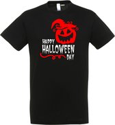 T-shirt kinderen Happy Halloween Day | Halloween kostuum kind dames heren | verkleedkleren meisje jongen | Zwart | maat 92