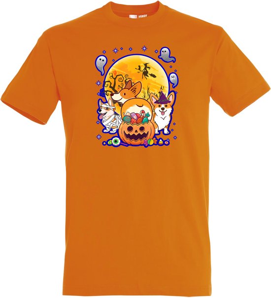 T-shirt Halloween Hondjes | Halloween kostuum kind dames heren | verkleedkleren meisje jongen | Oranje | maat M