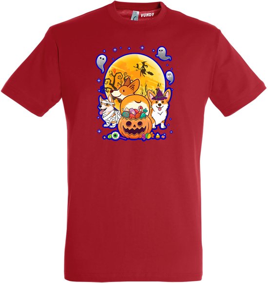 T-shirt Halloween Hondjes | Halloween kostuum kind dames heren | verkleedkleren meisje jongen | Rood | maat XS