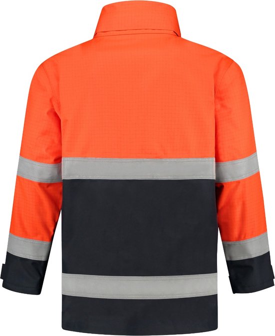 DAPRO Infinity Multinorm Raincoat: ignifuge, anti-statique, Hi Vis et résistant aux produits chimiques - Blue marine / Orange
