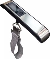IMTEX Digitale hang koffer weegschaal - mini Bagageweger - met Lcd scherm - max 50kg - Incl.Batterijen - Zilver / Zwart