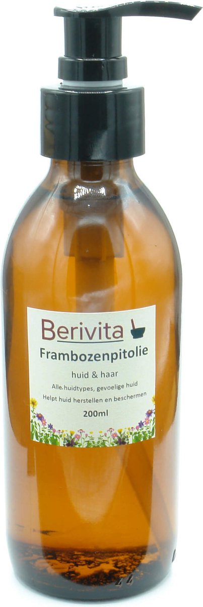 Goedkoopste Frambozenzaad Olie Puur 200ml Pompfles - Glas - Frambozenpitolie, Frambozen olie van frambozenpitten - Frambozenolie voor de Huid
