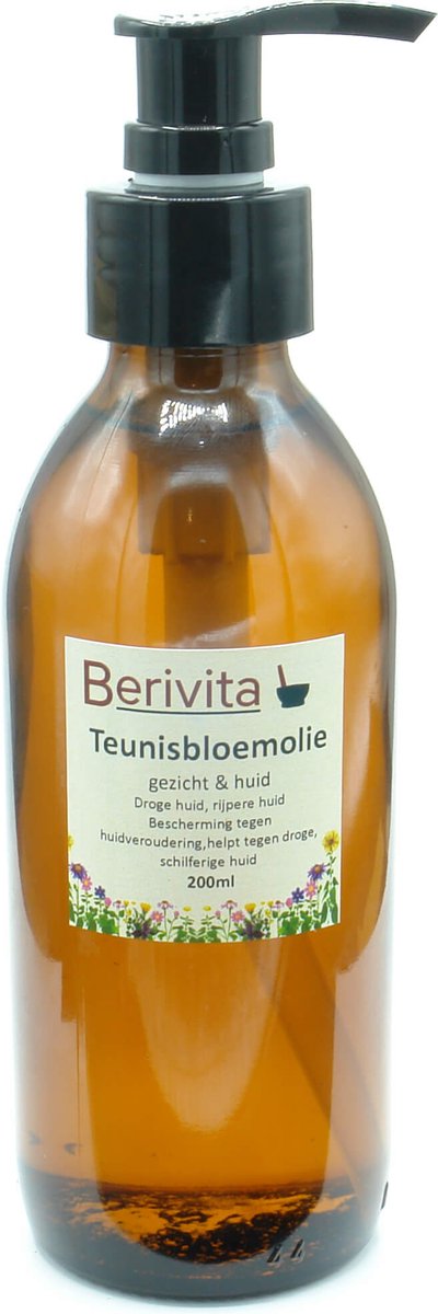 Goedkoopste Teunisbloemolie Puur 200ml Pompfles - Glas - Onbewerkte Teunisbloem olie voor de Huid - Evening Primrose