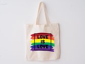 Lykke   |Organic Katoenen Tas Naturel | LGBTQ |  Love is Love | Tote Bag| Canvas Tas