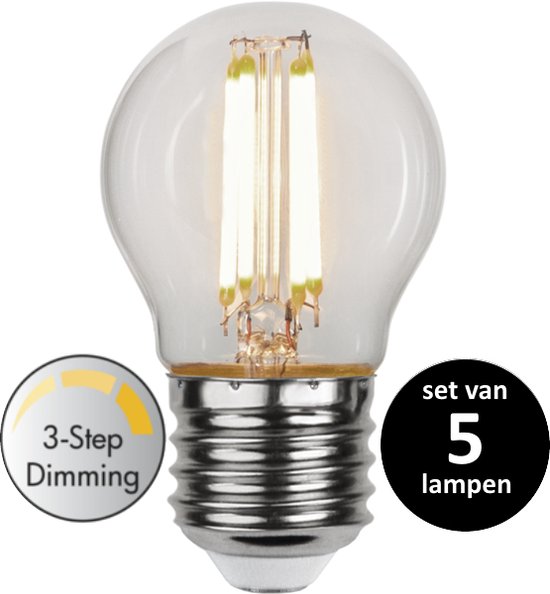 3 standen kogel led lamp - 4W -Warm Wit (3000K) -Dimbaar schakelaar -3 step... | bol.com