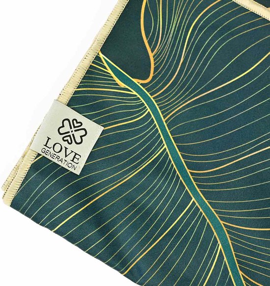 Love Generation ● Yoga Handdoek ● Tweezijdig ● Antislip ● Green Leaves van Merkloos — afbeelding 2