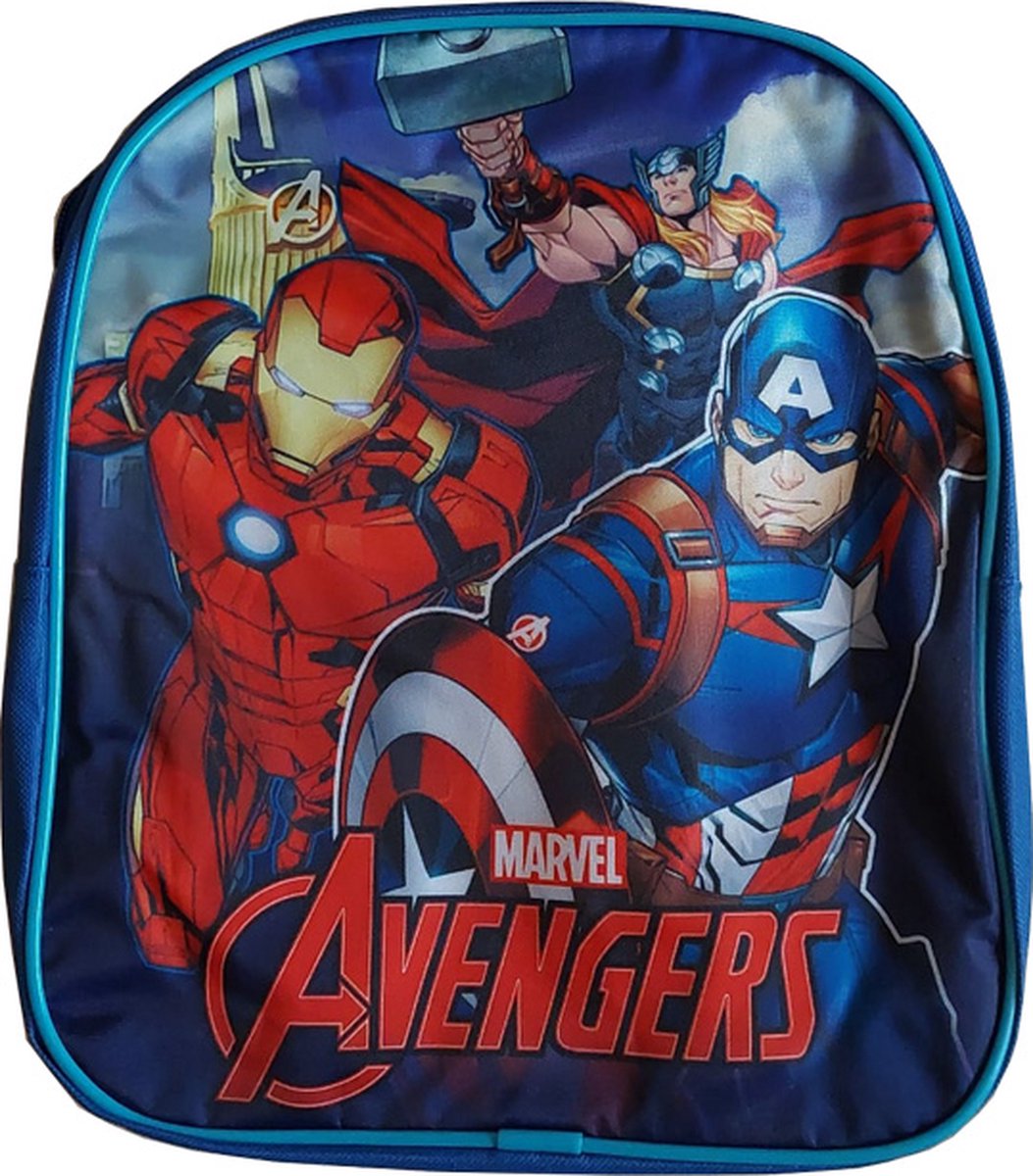 Marvel Avengers Rugzak / Schooltas - Hoofdvak met Ritssluiting & Verstelbare Banden - 30cm Blauw