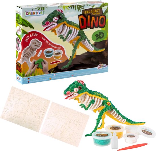 Grafix - Maak je eigen 3D dino - knutselpakket kinderen - boetseerklei | Foam clay