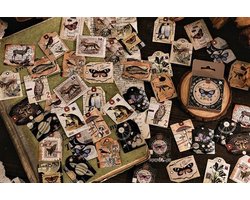 Bulletjournal stickers - Vintage Labels Flora & Fauna - 46 stuks - Washi - Vlinders - Labels - Scrapbooking