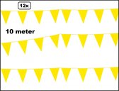 12x Vlaggenlijn geel 10 meter - 1 kleur - vlaglijn festival feest party verjaardag thema feest kleur