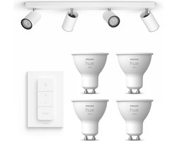 Philips Hue Kosipo Opbouwspot (Wit) - Warmwit Licht - Incl. Hue Dimmer Switch - Plafondspot met 4…