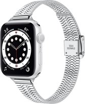 By Qubix Stainless steel slim fit bandje - Zilver - Geschikt voor Apple Watch 38mm - 40mm - 41mm - Compatible Apple watch bandje - smartwatch bandje