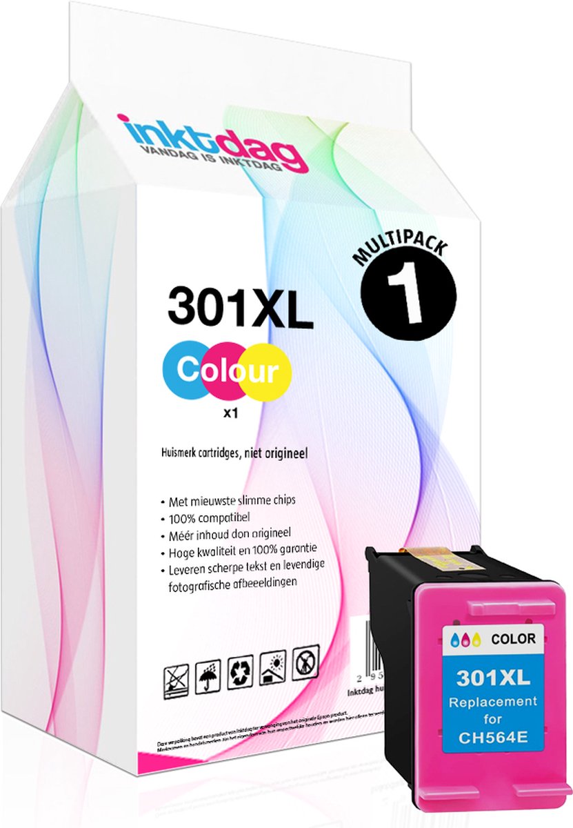 Inktdag inkcartridges alternatief voor de HP 301 xl / HP 301 inktcartridges kleur (CH564EE) pack voor HP Envy 4500 ,5530 Officejet 2620, 4630 2622 Deskjet 3050A ,2050 ,3052A ,1510 ,3050, 1000, 3000 ,2510 ,2540, 1050