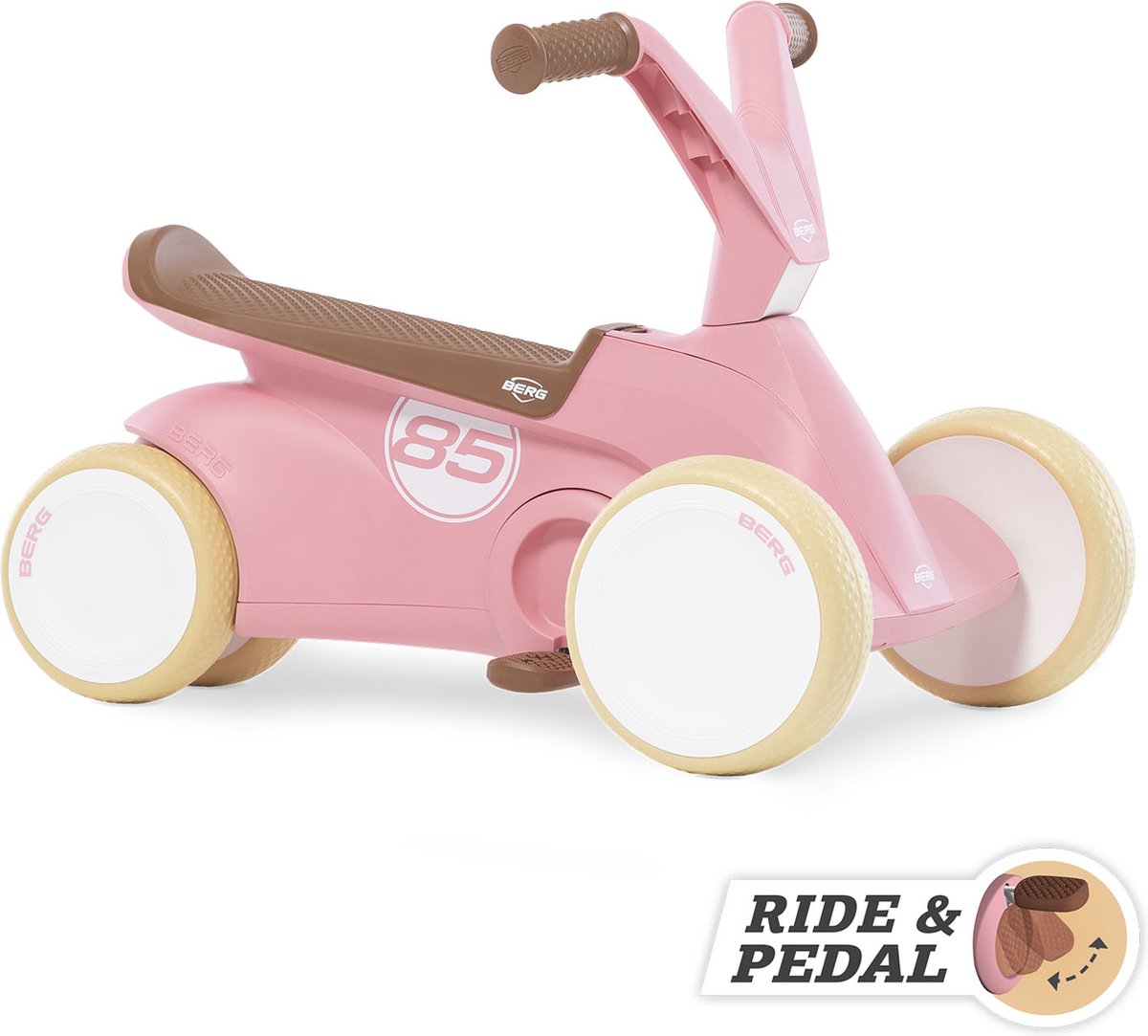 BERG GO2 Retro Loopauto en Trapauto - Speelgoed vanaf 1 jaar - Uitklapbare pedalen - 10 tot 30 maanden - Roze — afbeelding 2