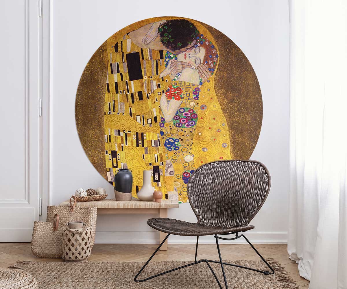 Muurcirkel 100cm De kus, Gustav Klimt - Wallz | bol.com