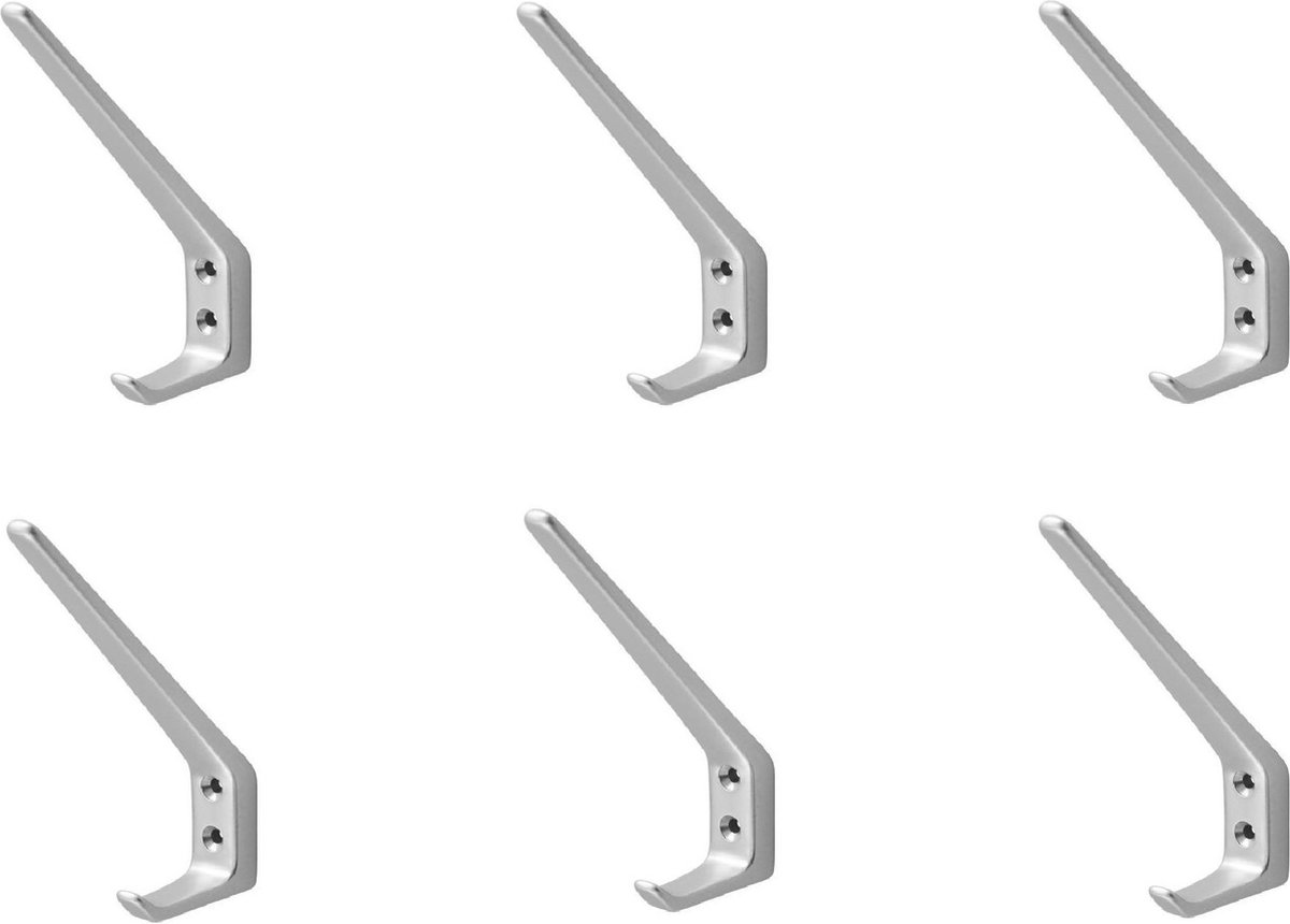 Hermeta hoed en jashaak 0030-01 - Aluminium - Enkel - Naturel - 6 stuks