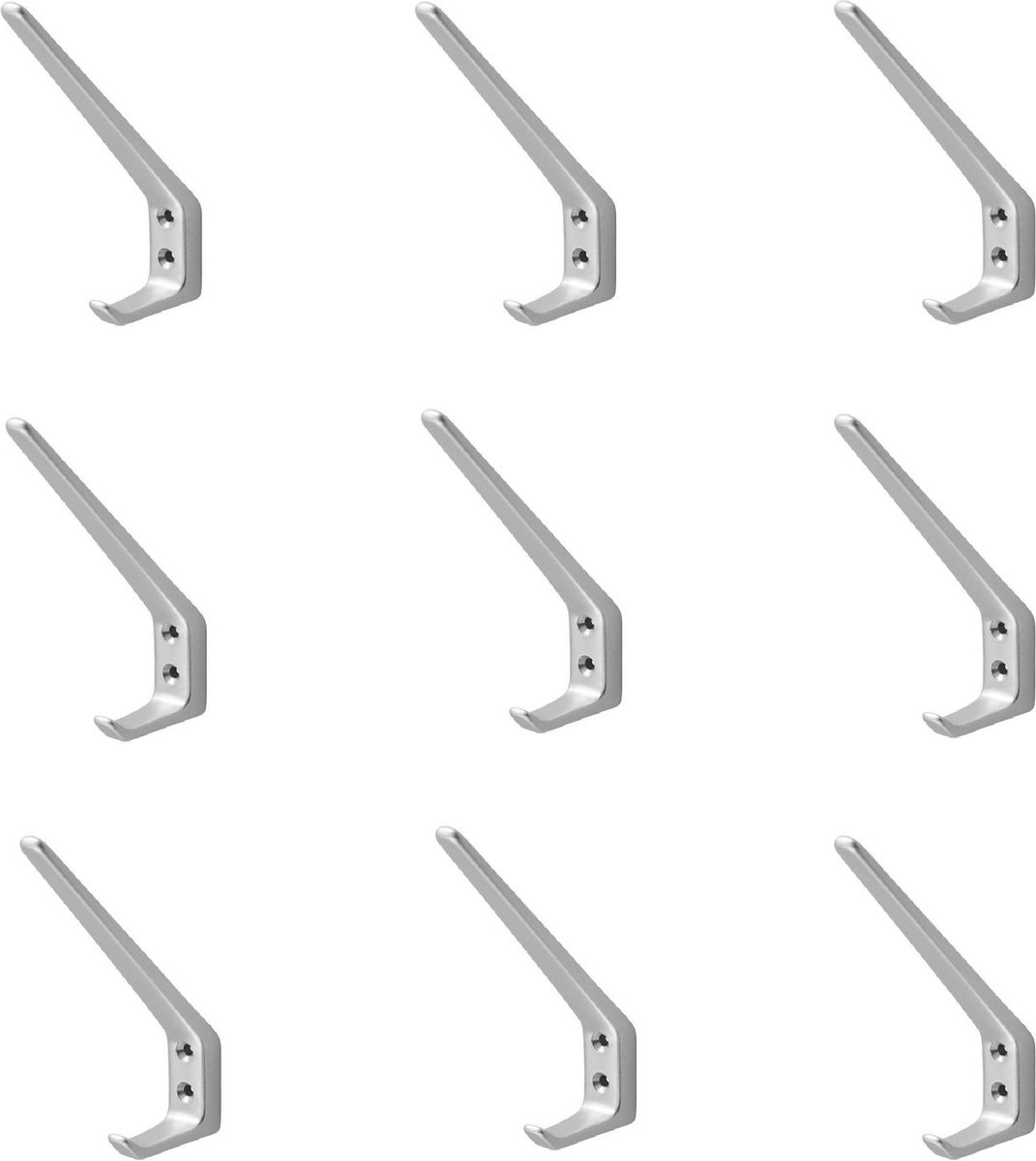 Hermeta hoed en jashaak 0030-01 - Aluminium - Enkel - Naturel - 9 stuks