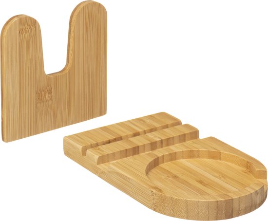 5Five Harmoni Porte-tablette et porte-cuillère en bambou - Porte-livre de cuisine - Support de livre de cuisine
