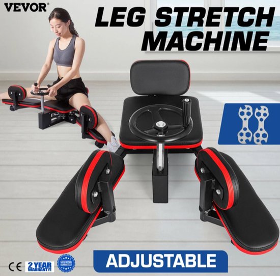 Beenspreider - Verstelbare Yoga Split Trainer – Benen Spagaat Beenspreider – Rekmachine - Stretching Machine - Lenigheid Trainer - Stretchen - Spagaat Trainer - Rood/Zwart