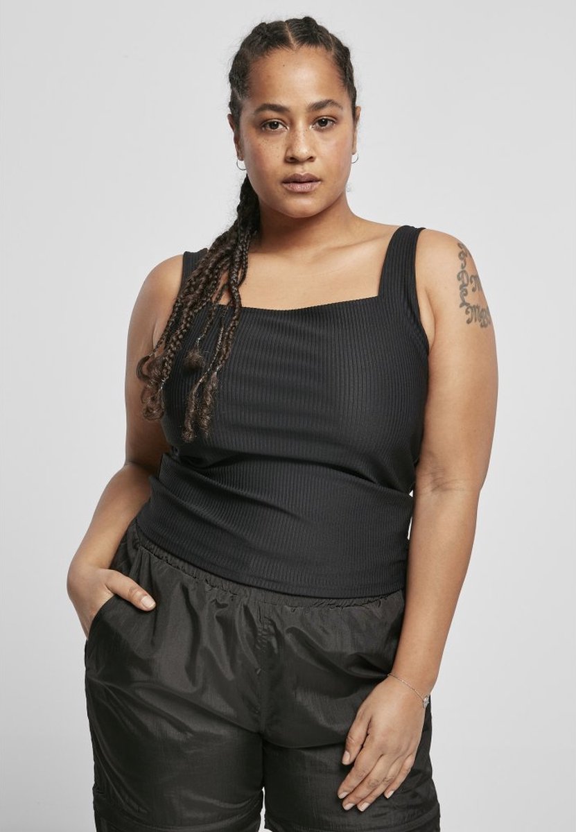Urban Classics Mouwloze top -4XL- Squard Neckline Rib Zwart