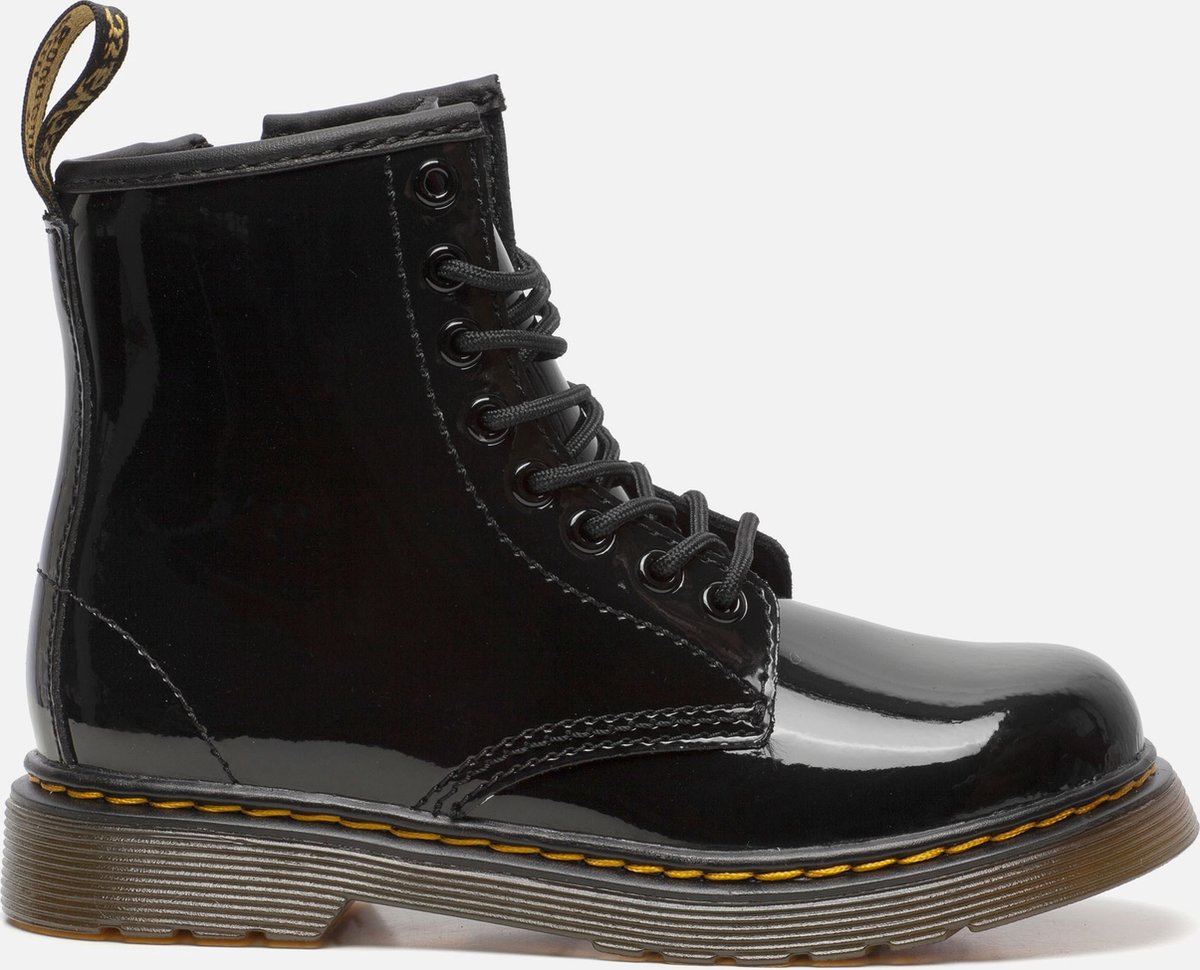 Dr. Martens Delaney Meisjes Veterboots Zwart lak Maat 34 bol