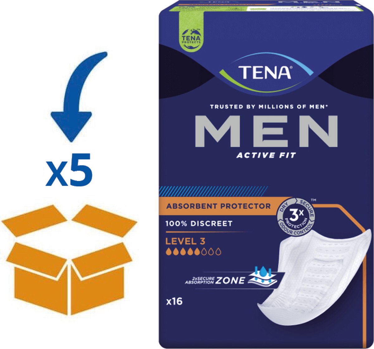 TENA Men Level 3 - 5 pakken - 80 stuks - TENA