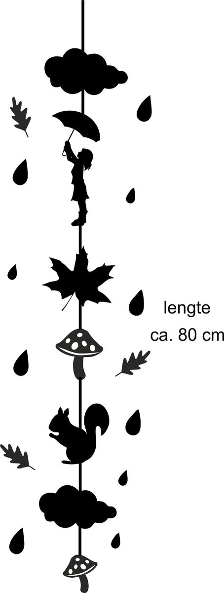 Herbruikbare Raamsticker slinger Herfst - zwart | Raamslinger | Raamdecoratie | Herfstversiering | Raamstickers